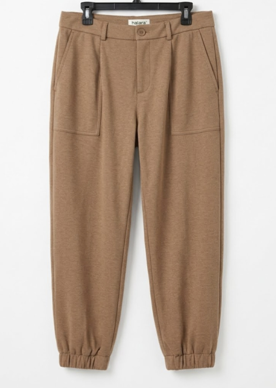 Halara Jogger Pants XL Brown Fleece Elastic Waist Pockets NWT Casual Athleisure